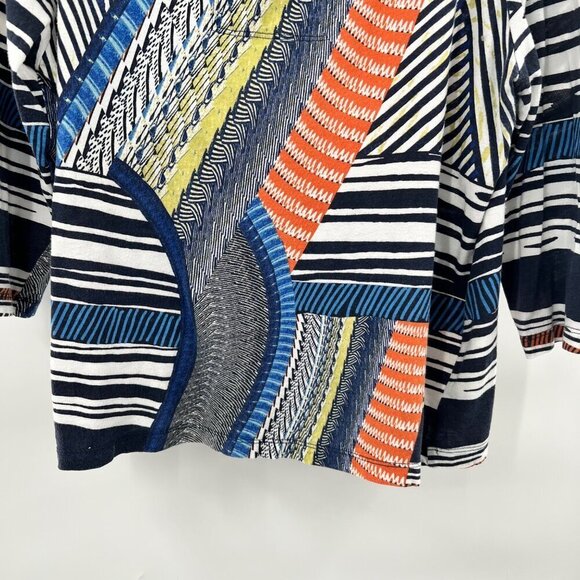 Chico's Womens V-Neck 3/4 Sleeve Multicolor Blouse Size Medium Colorful - Picture 7 of 11